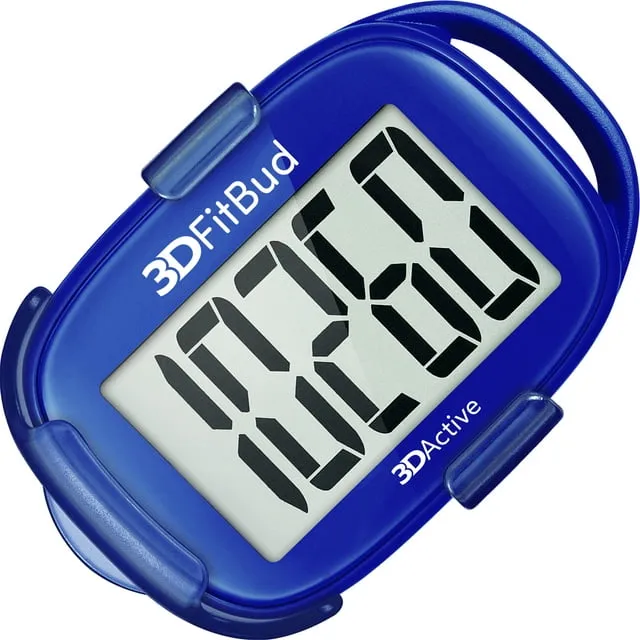 3DActive 3DFitBud Simple Step Counter Walking 3D Pedometer with Clip and Lanyard, A420S (Royal Blue)