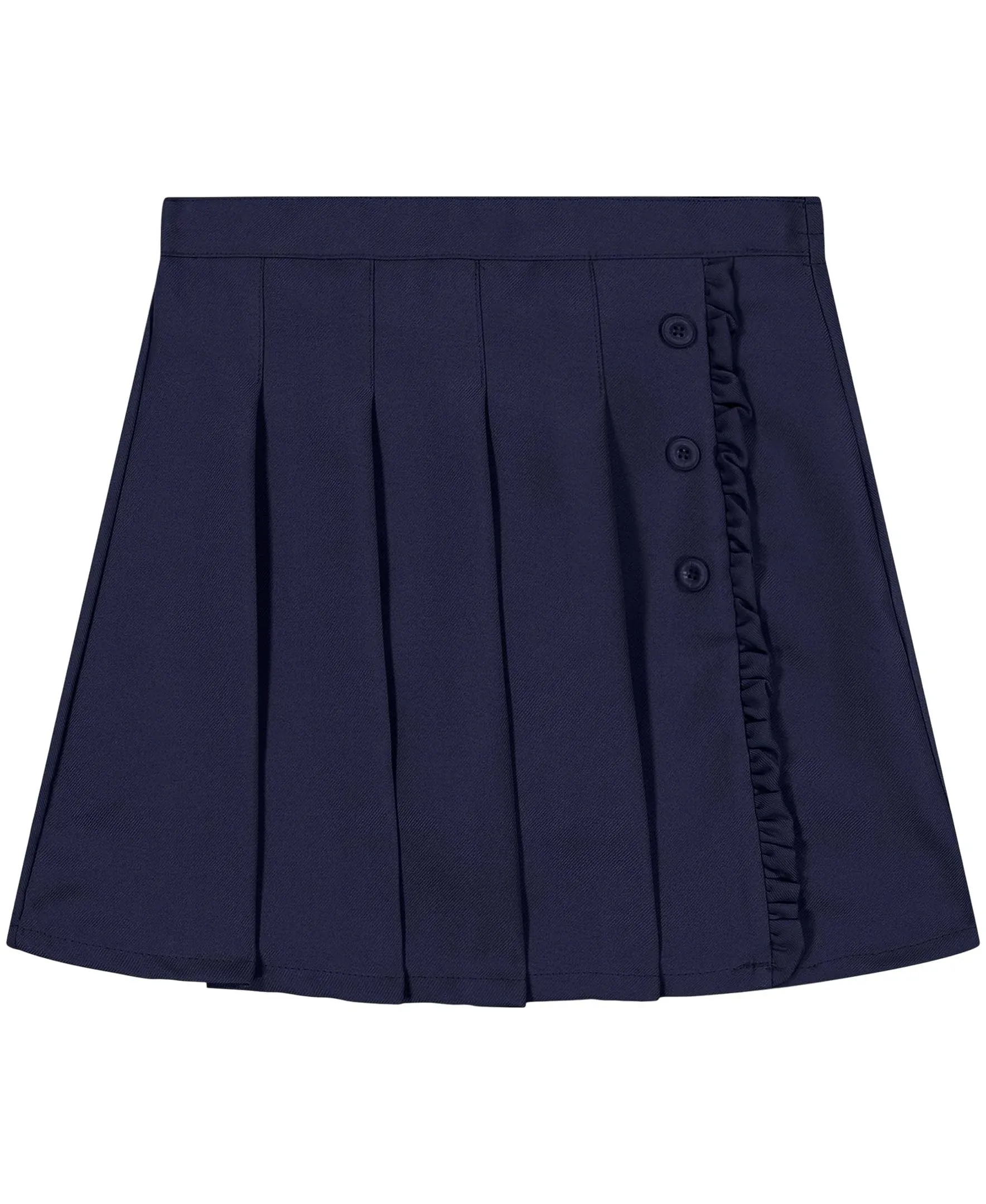 Nautica Girls' School Uniform Pleated Pull-on Scooter Skirt with Undershorts, Knit Waistband