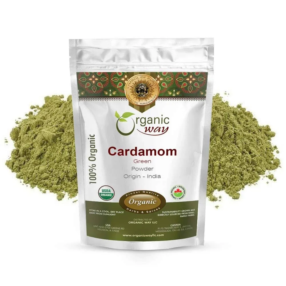 Organic Way Green Cardamom Elaichi Powder Elettaria Cardamomum Kosher USDA Certified Nongmo Gluten Free Resealabl