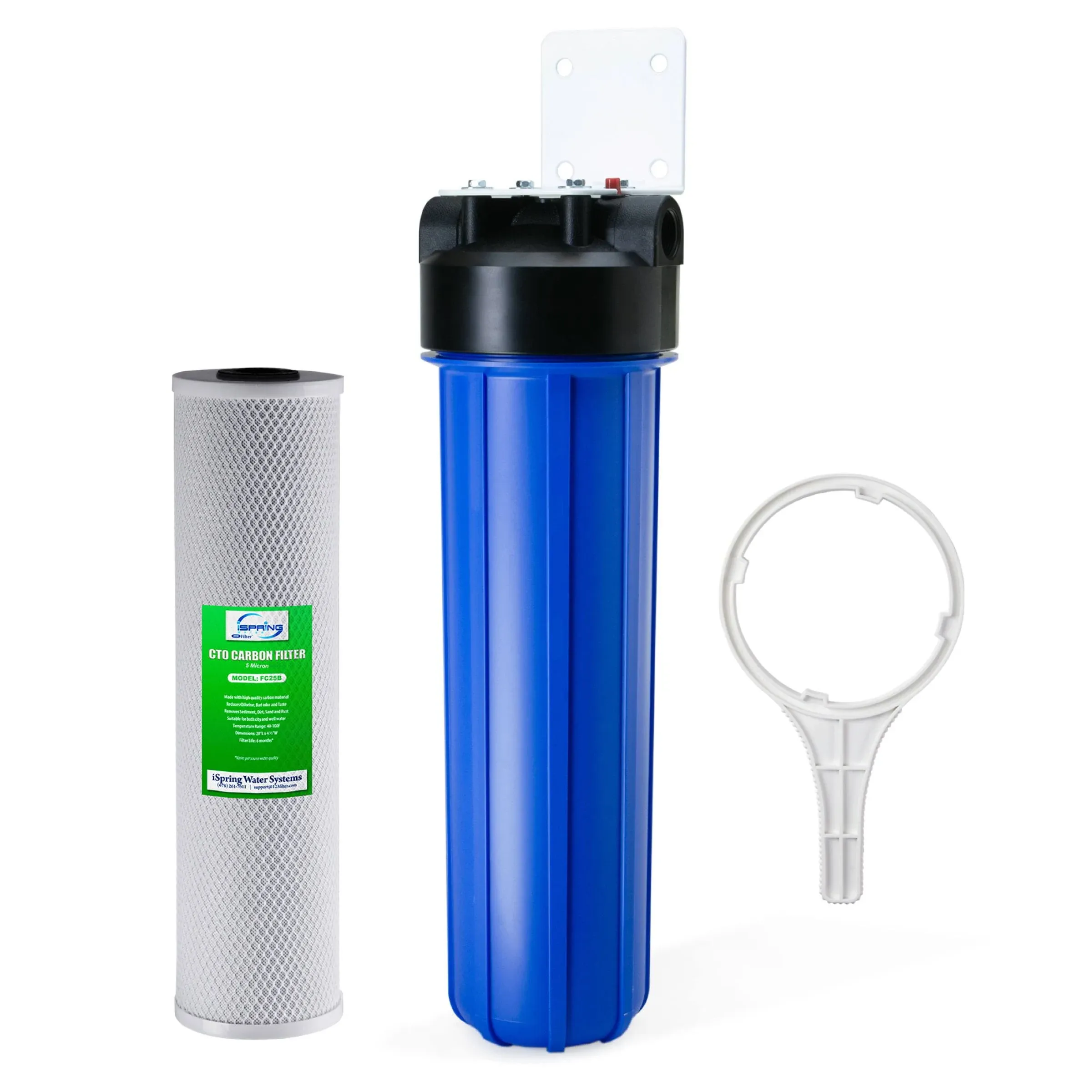 iSpring 1-Stage Whole House Water Filtration System w/ 20-inch Carbon Block ...