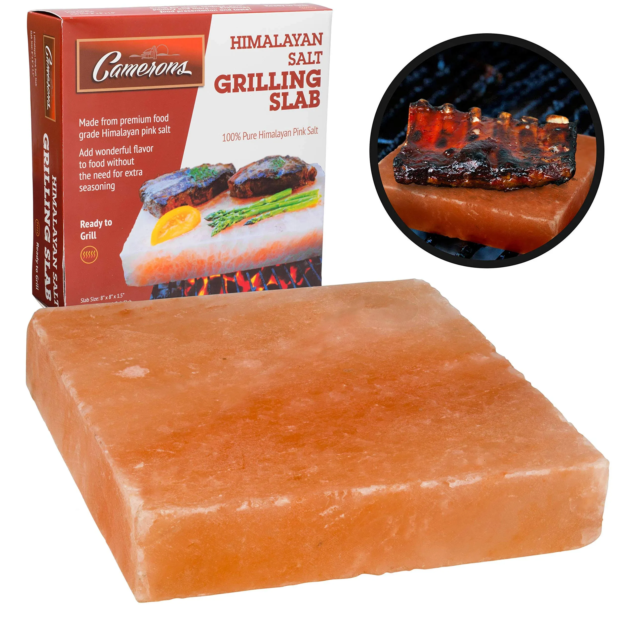 Himalayan Salt Block for Grilling (Large 8" x 8") - FDA Approved All Natural ...