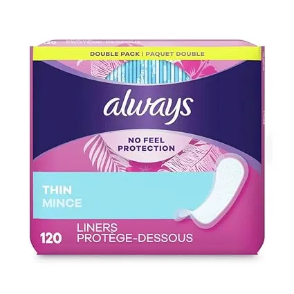 Always Thin Daily Panty Liners, Regular, 120/Pack