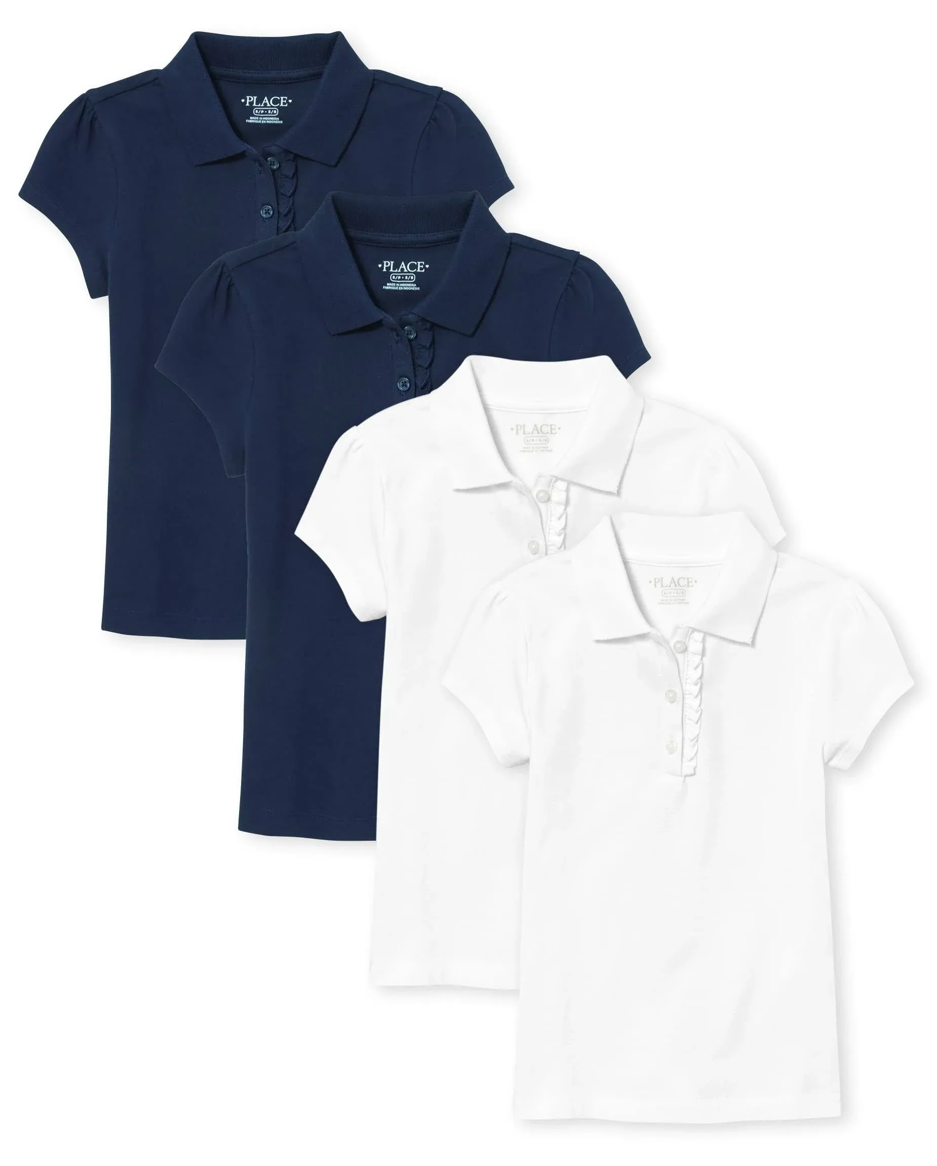 The Children's Place Girls Short Sleeve Ruffle Pique Polo Multipack