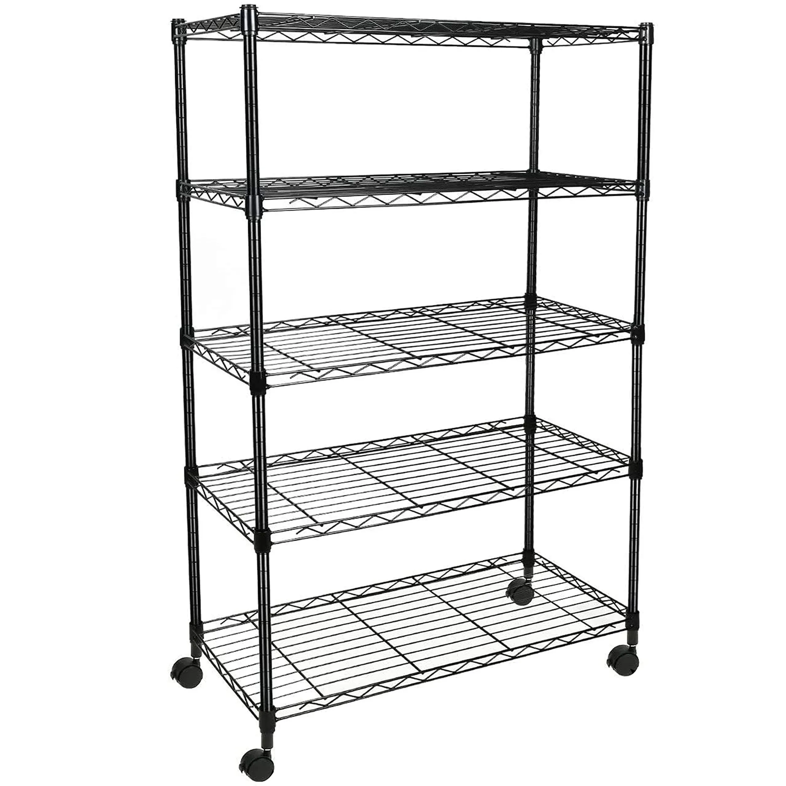 Simple Deluxe Heavy Duty 5-Shelf Storage Shelving Unit, 1250lbs Loading Capacity, 29.92" D x 13.98" W x 62.99" H, Black