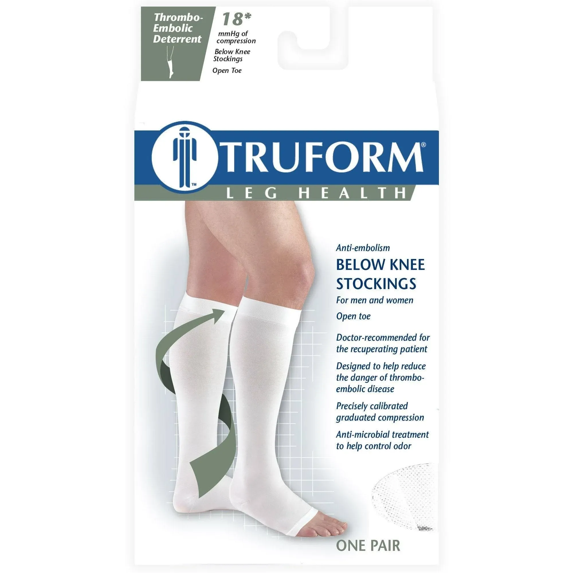 Truform Anti-Embolism Stockings, Knee High, Open Toe: 18 mmHg, Beige, Medium