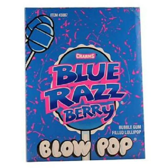 Charms Blue Razzberry Blow Pops Lollipops Quantity: 48