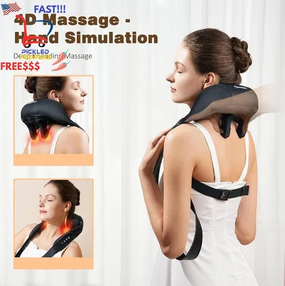 Neck Massager With Heat, Cordless Deep Tissue 4d Expert Kneading