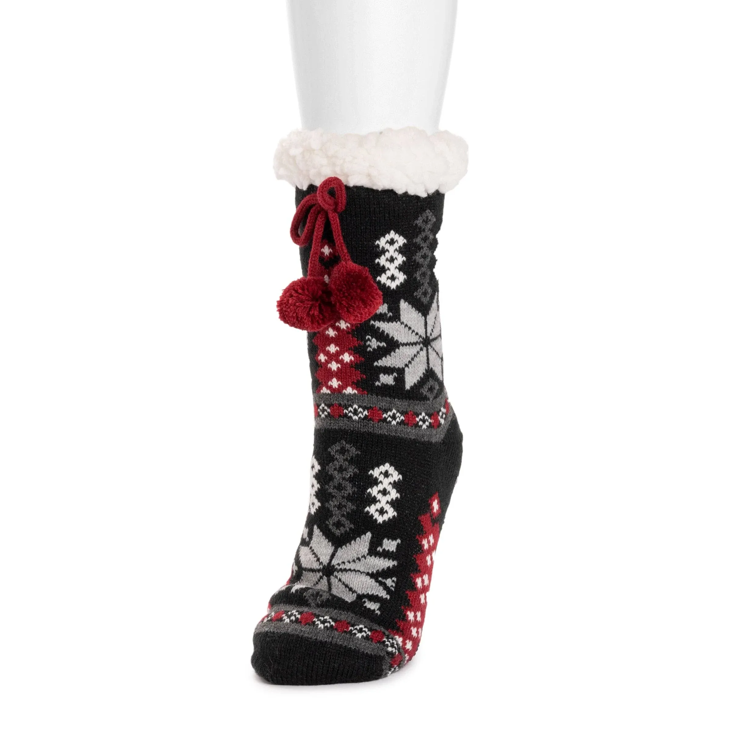 Muk Luks Women's Tall Cabin Socks - Ebony Snowflake, S/M (5 - 7)