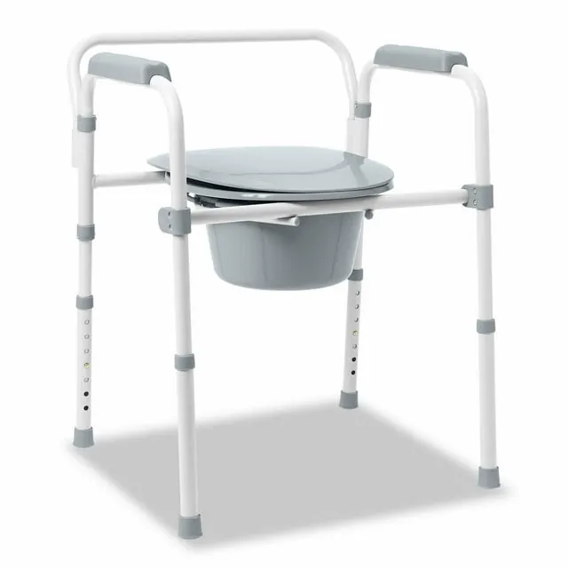 Medline 3-in-1 Elongated Folding Bedside Commode Chair