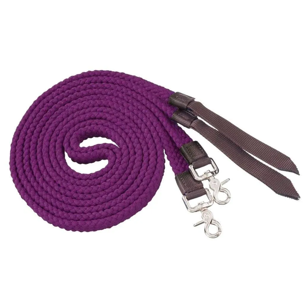 Tough 1 Flat Cotton Split Reins 7ft Purple