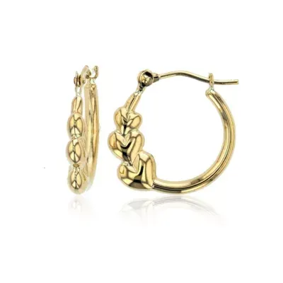 Xiv Fourteen 14K Yellow Gold Triple Graduated Heart Hoop Earring