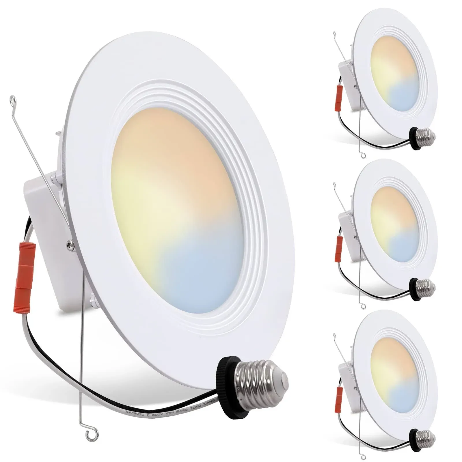 4 Pack 3CCT 6 Inch LED Recessed Lighting, CRI90+, 900LM Downlight, 2700K/4000K/5