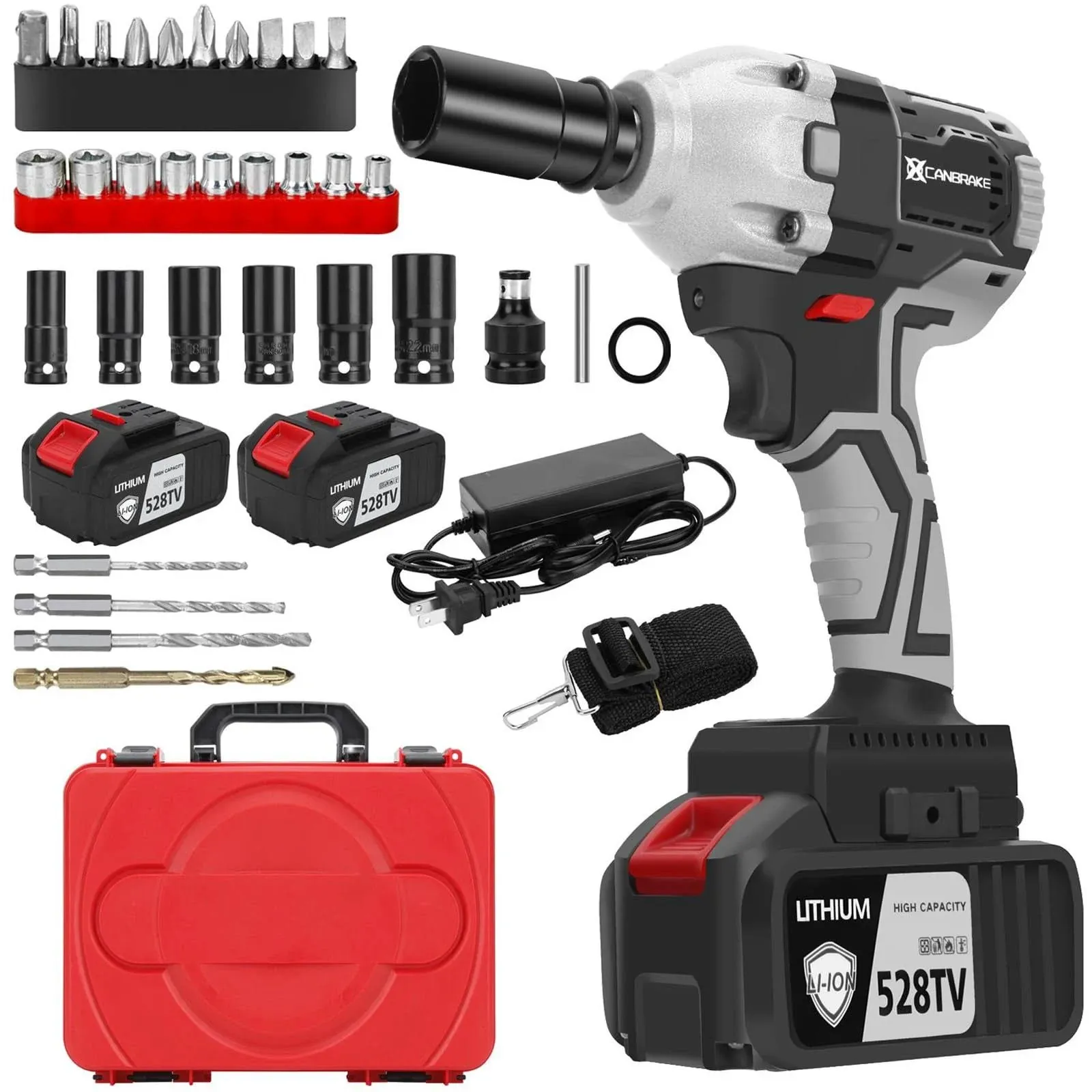 1000N.m(740ft-lbs) Cordless Impact Wrench,21V 1/2 Inch High Torque Impact Gun with 2 x 4.0Ah Batteries,Fast Charger & 5 Sockets,Electric Impact Variable Speeds for Car Truck Mower Home