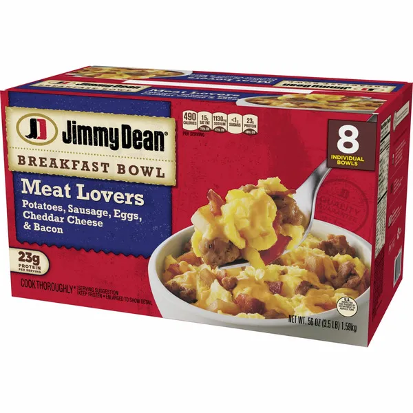 Jimmy Dean Breakfast Bowl Meat Lovers, 56 oz Box, 8 Bowls/Box