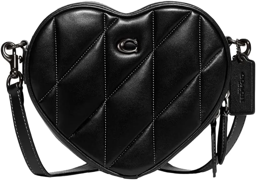 Coach Heart Quilted Leather Crossbody Bag Black