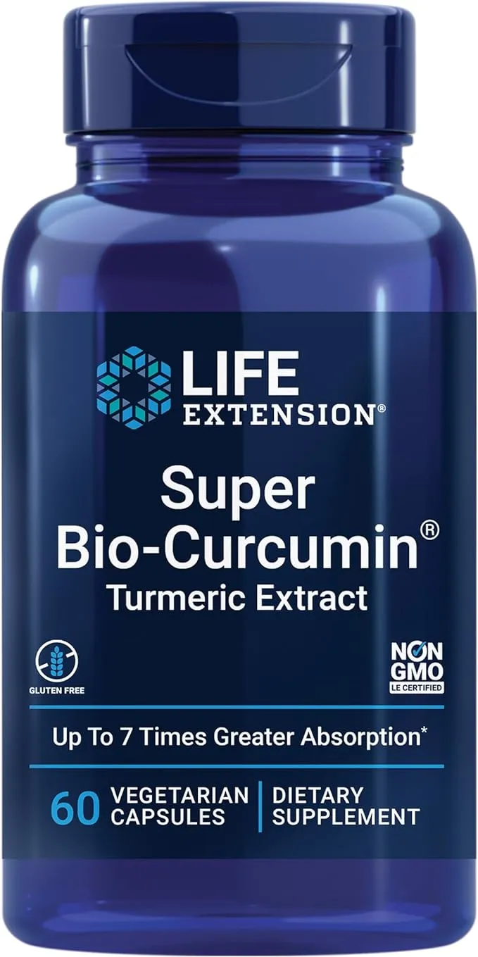 Life Extension Super Bio-Curcumin Turmeric Extract – Highly-Absorbable Curcumin for Whole-Body Health Support – Gluten-Free, Non-GMO, Vegetarian – 60 Vegetarian Capsules