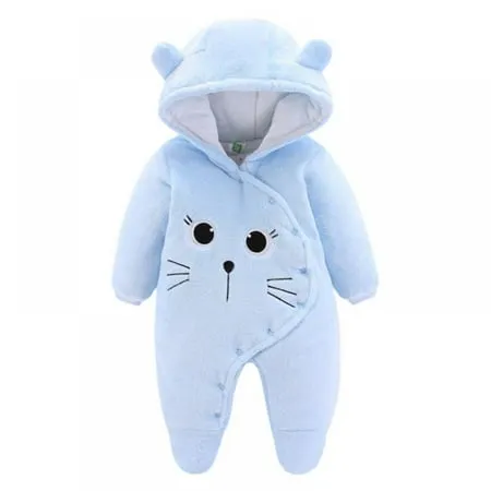 URMAGIC Newborn Baby Jumpsuit Hooded Fleece Rompers Long Sleeve Onesies Outwear Outfits 0-12 Months