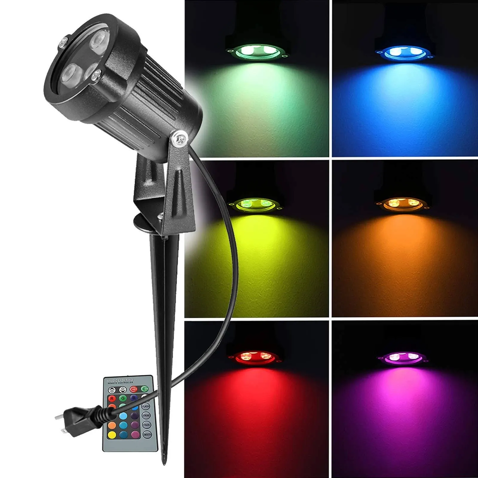 OurLeeme Lawn Flood Light Stake RGB Spot Lights8W Outdoor LED Flood Light Wate