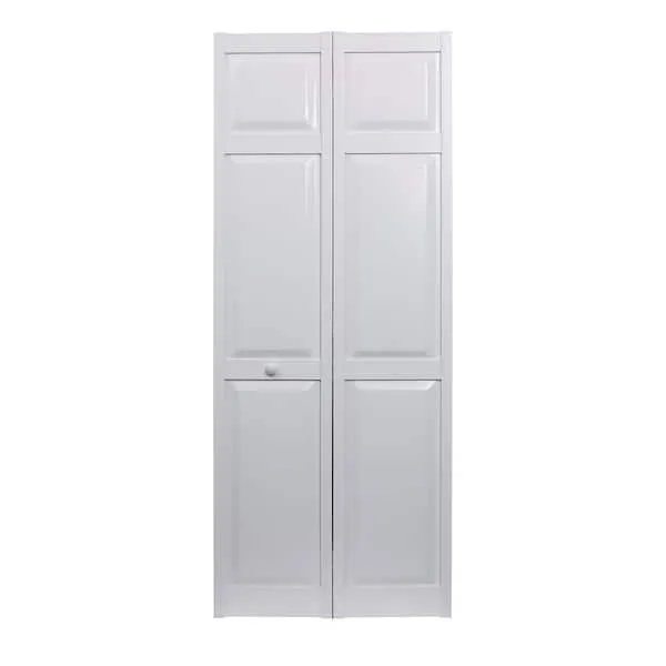 Seabrooke PVC Raised-Panel Bifold Door, White, Size: 36 inch x 80 inch