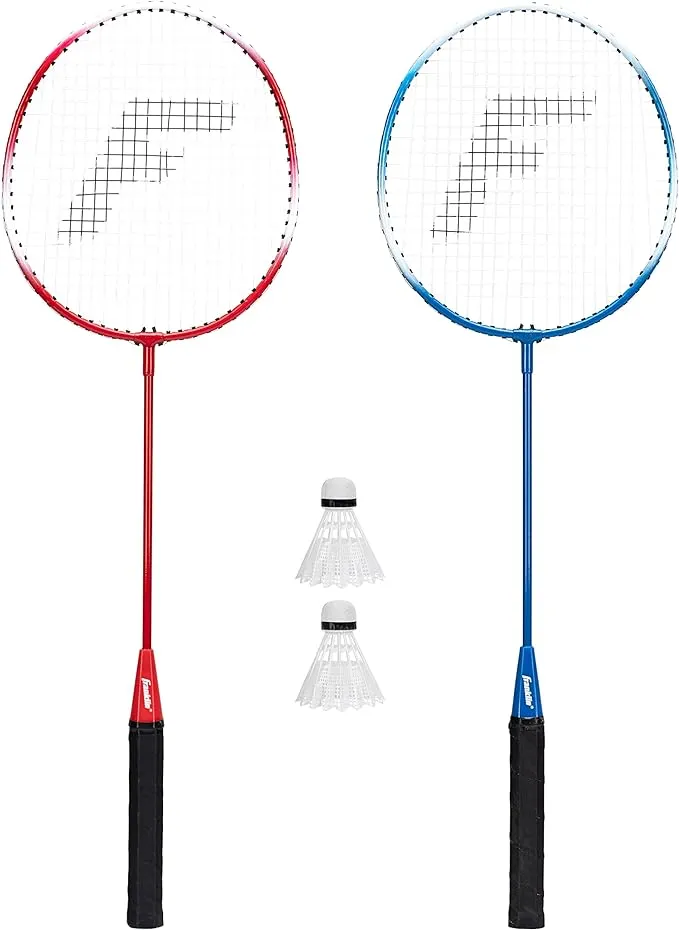 Versatile 2-Player Badminton Set with Smooth Grip Handles - Red, Blue, and Stars