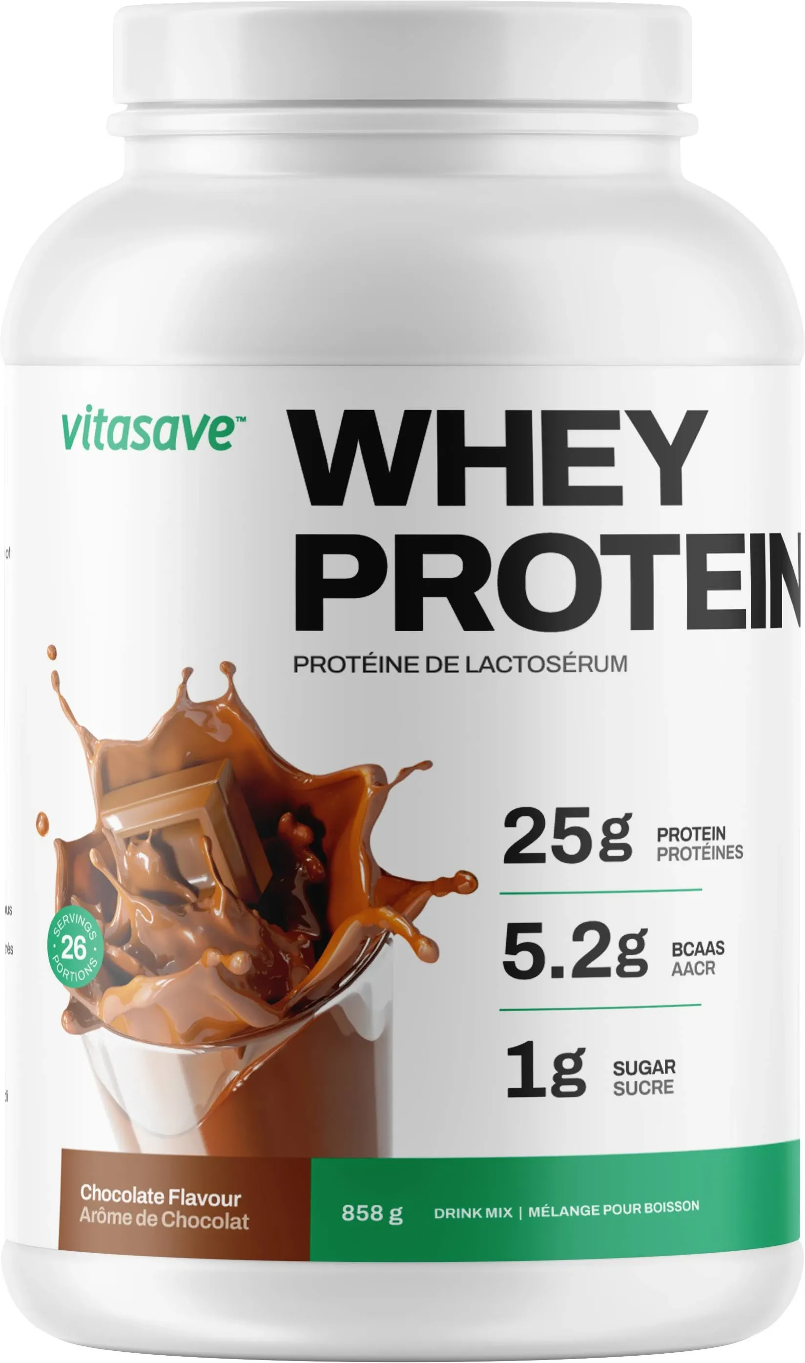 Vitasave Whey Protein Powder Chocolate – 100% Whey Protein Powder, 25g Protein ...