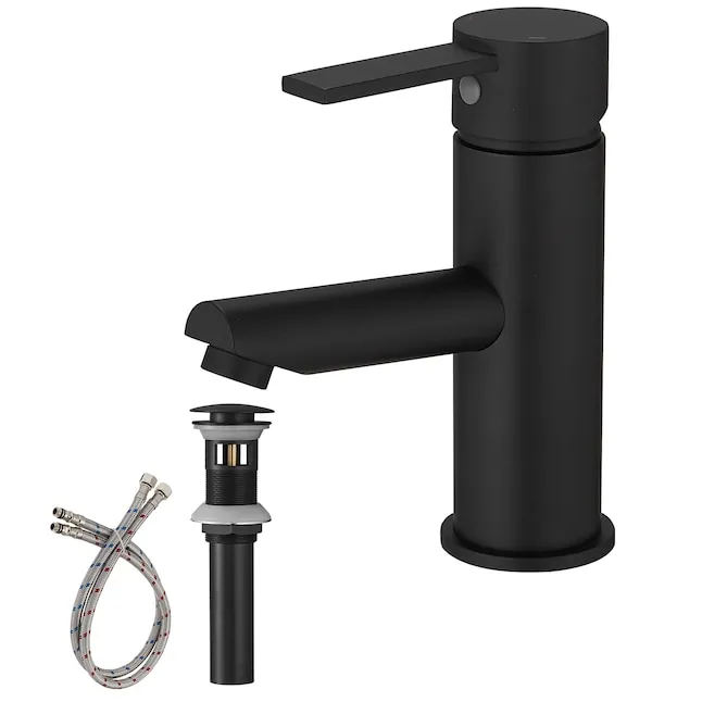 BWE Automatic Sensor Touchless Vessel Sink Faucet Matte Black Single Hole Bathroom with Pop Up Drain 18110H-B