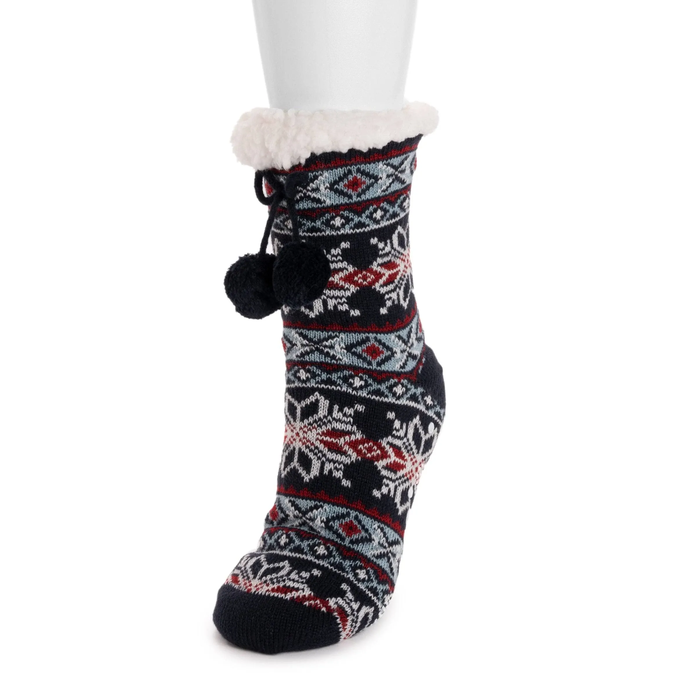 MUK LUKS Women's Tall Cabin Socks, Nordic Americana, L/XL (8-10)