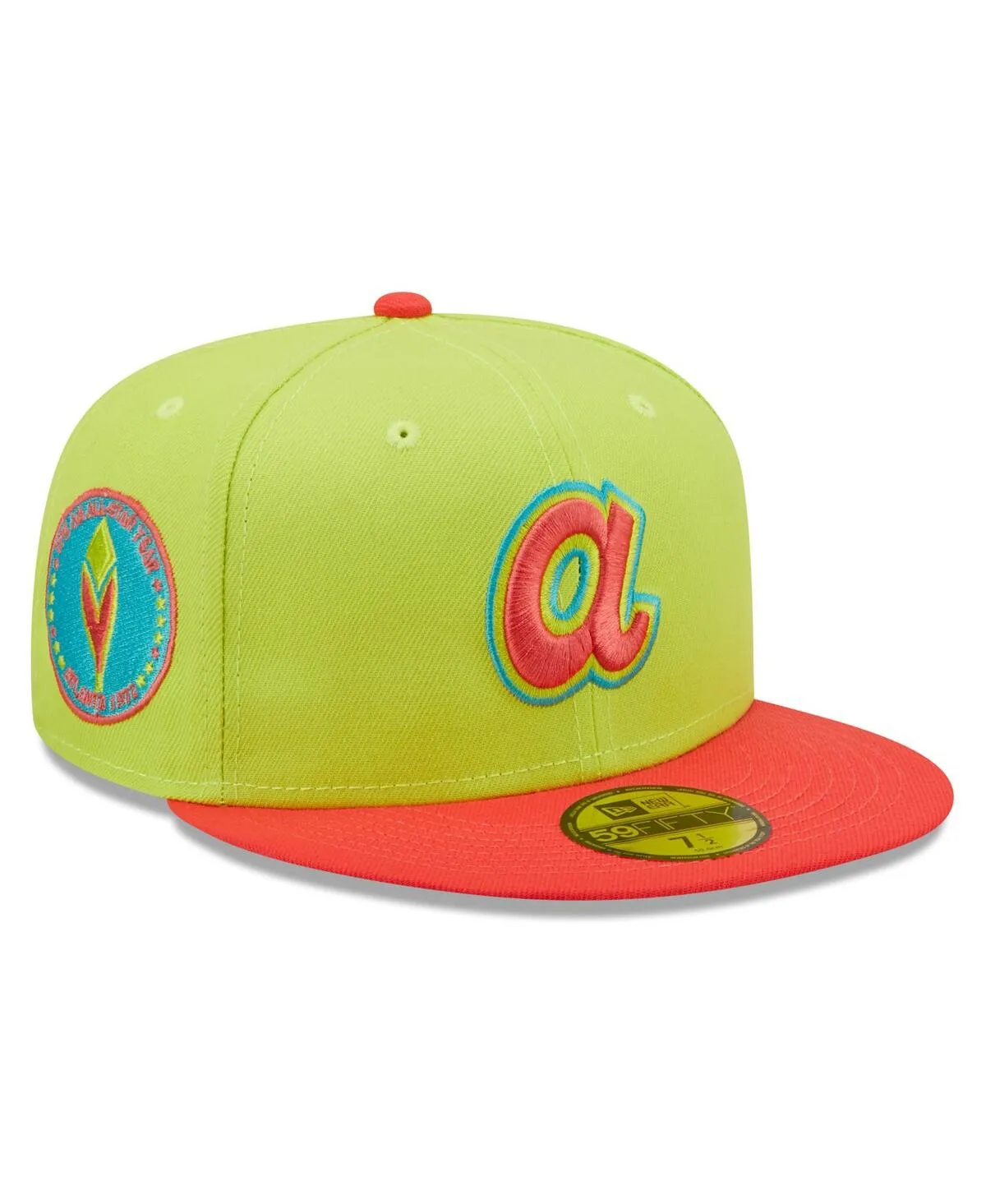 Men's New Era Green, Red Atlanta Braves 1972 Mlb All-Star Game Cyber Highlighter 59FIFTY Fitted Hat - Green, Red