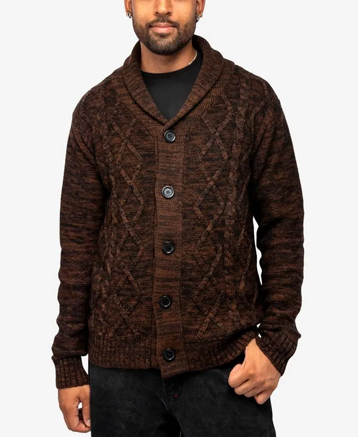 Men's Shawl Collar Cable Knit Cardigan
      
          Men's Shawl Collar Cable Knit Cardigan