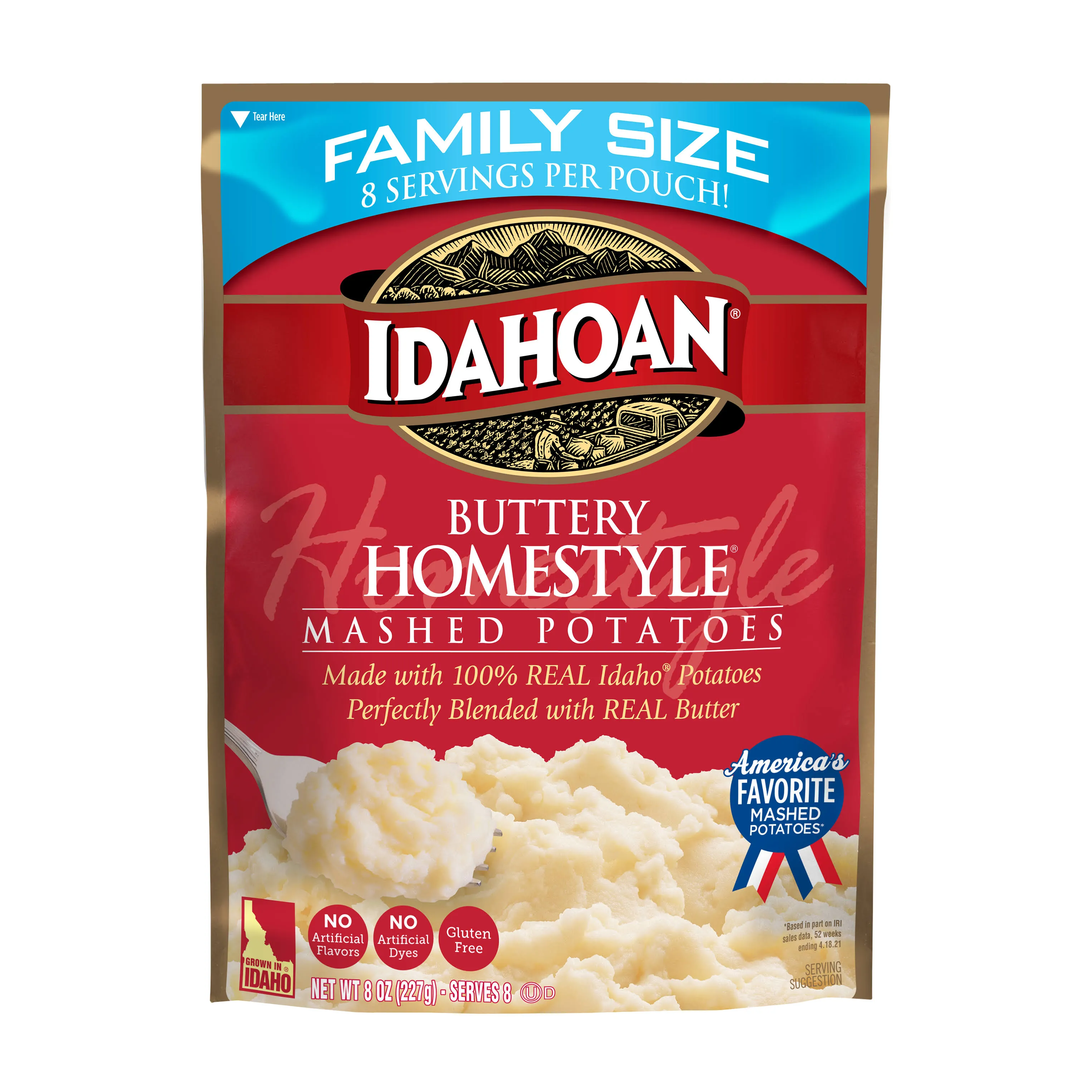 Idahoan Buttery Homestyle Mashed Family Size Potatoes, 8oz (Pack of 8)