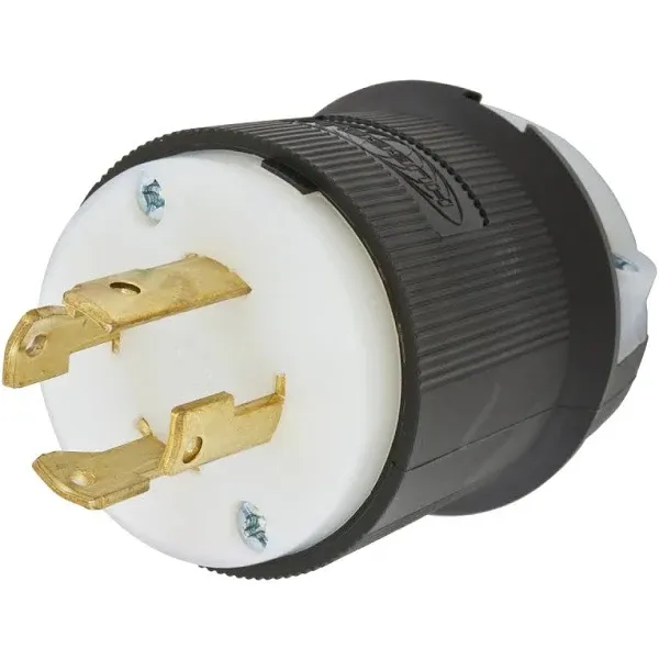 Hubbell HBL2731 Locking Plug, 30 amp, 3 Phase, 480V, L16-30P, Black and White