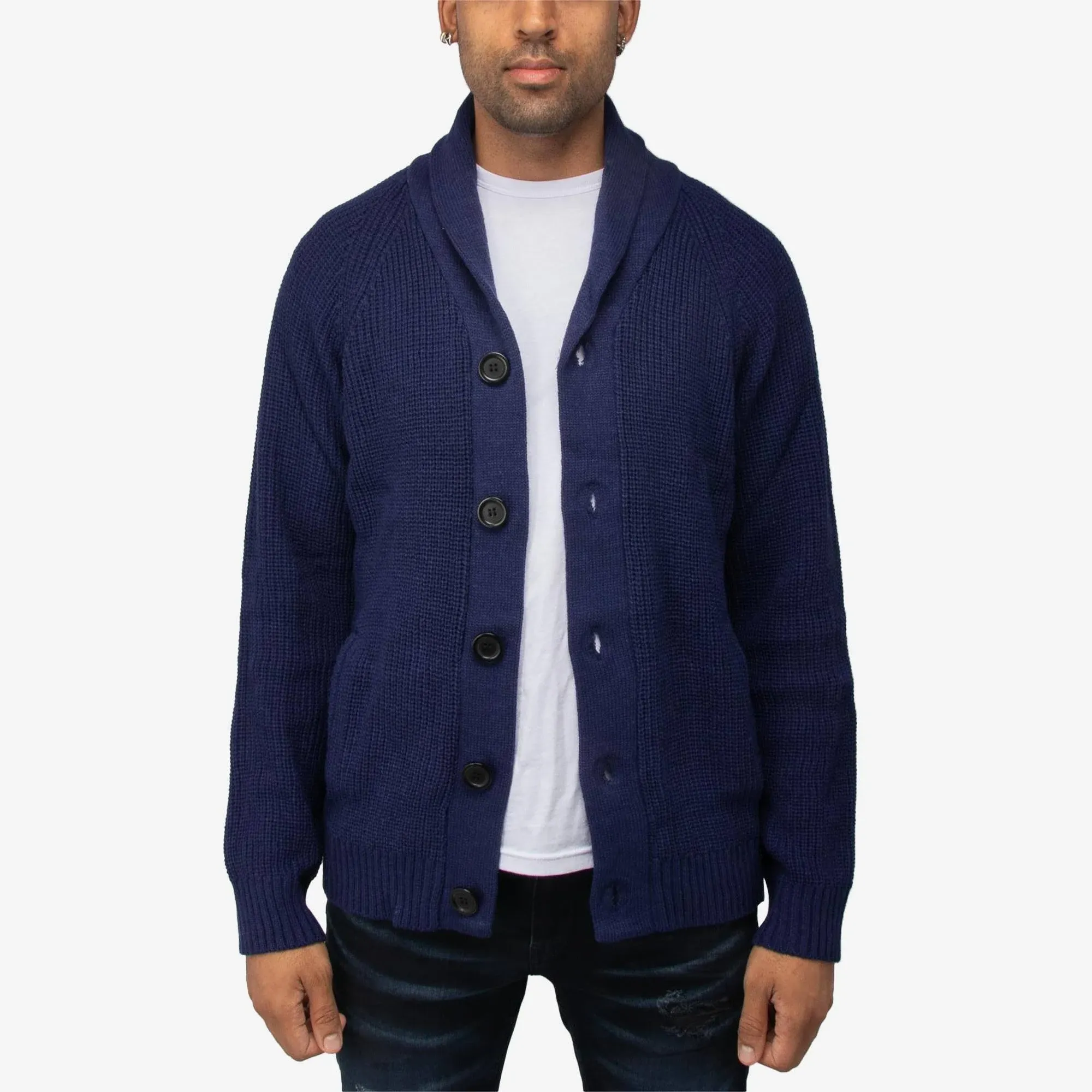 Men&#x27;s  Cardigan Sweater, V-Neck Blue