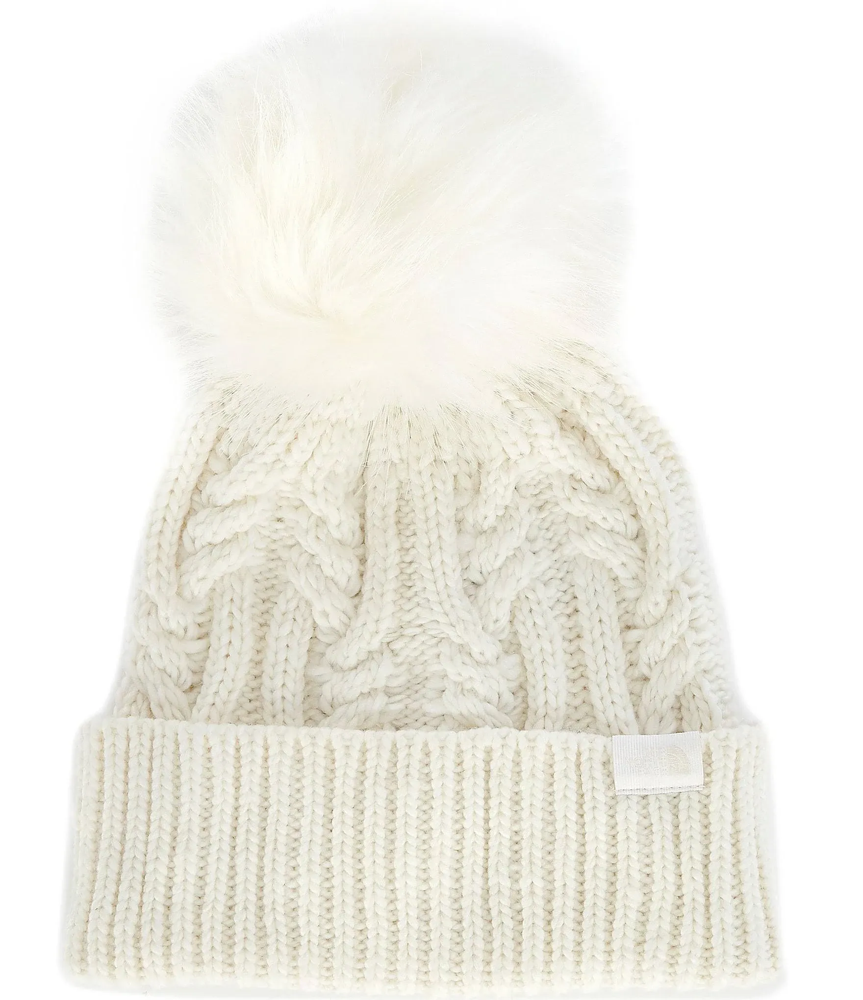 The North Face Women's Oh Mega Fur Pom Beanie, Gardenia White/Gardenia White