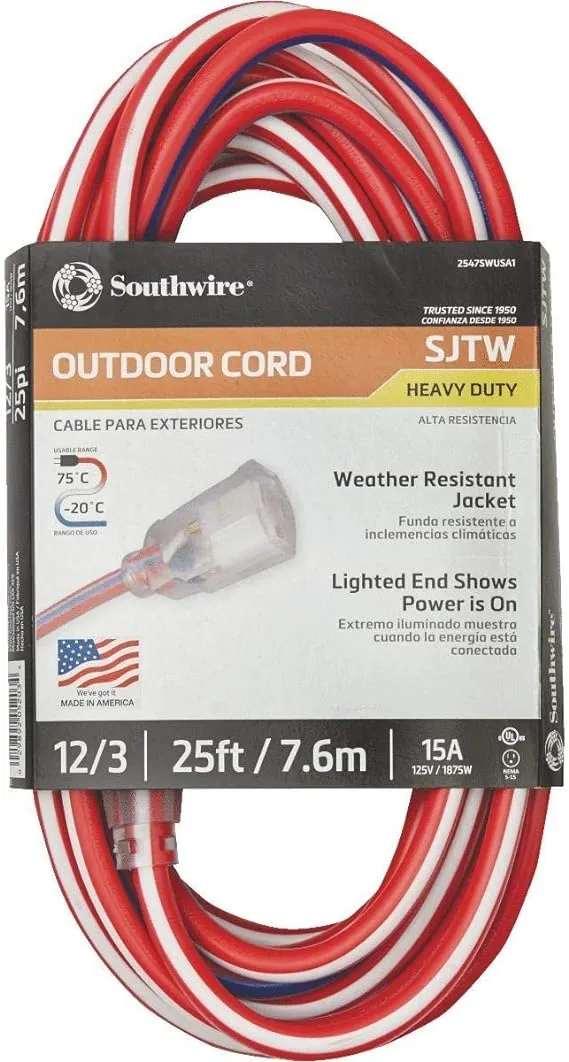 Southwire Patriotic Extension Cord 25 ft