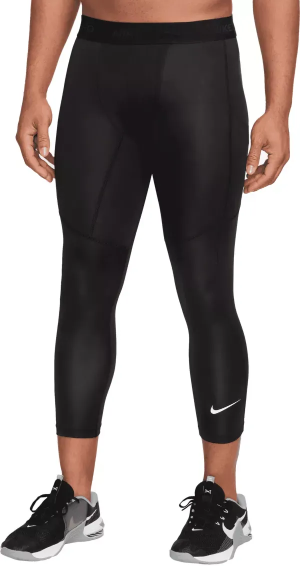 Nike Pro DriFIT Mens 3/4 Length Tights  Pocket Obsidian Blue FB7950451 Sz Small