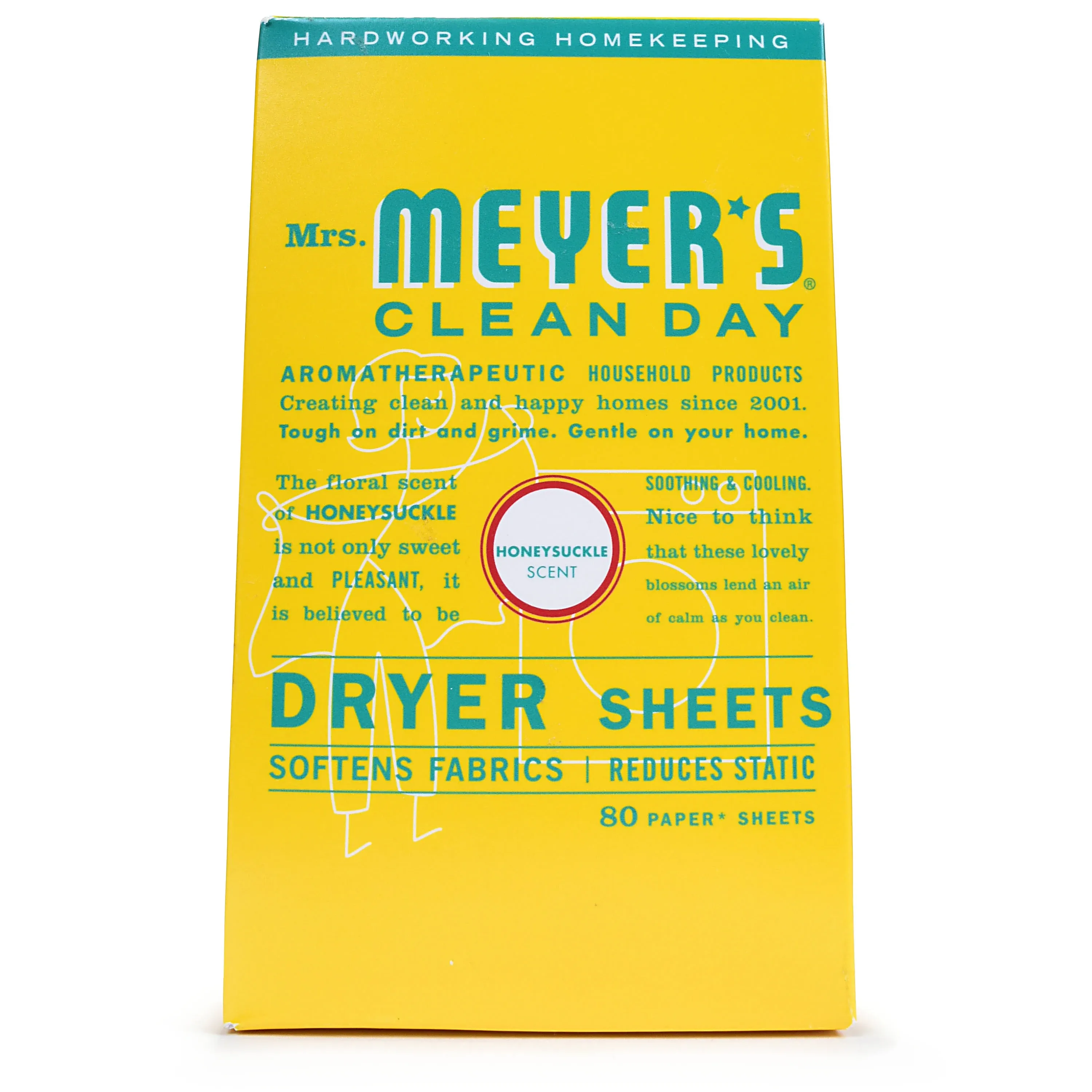 Mrs. Meyer's Clean Day Dryer Sheets, Honeysuckle Scent - 80 sheets