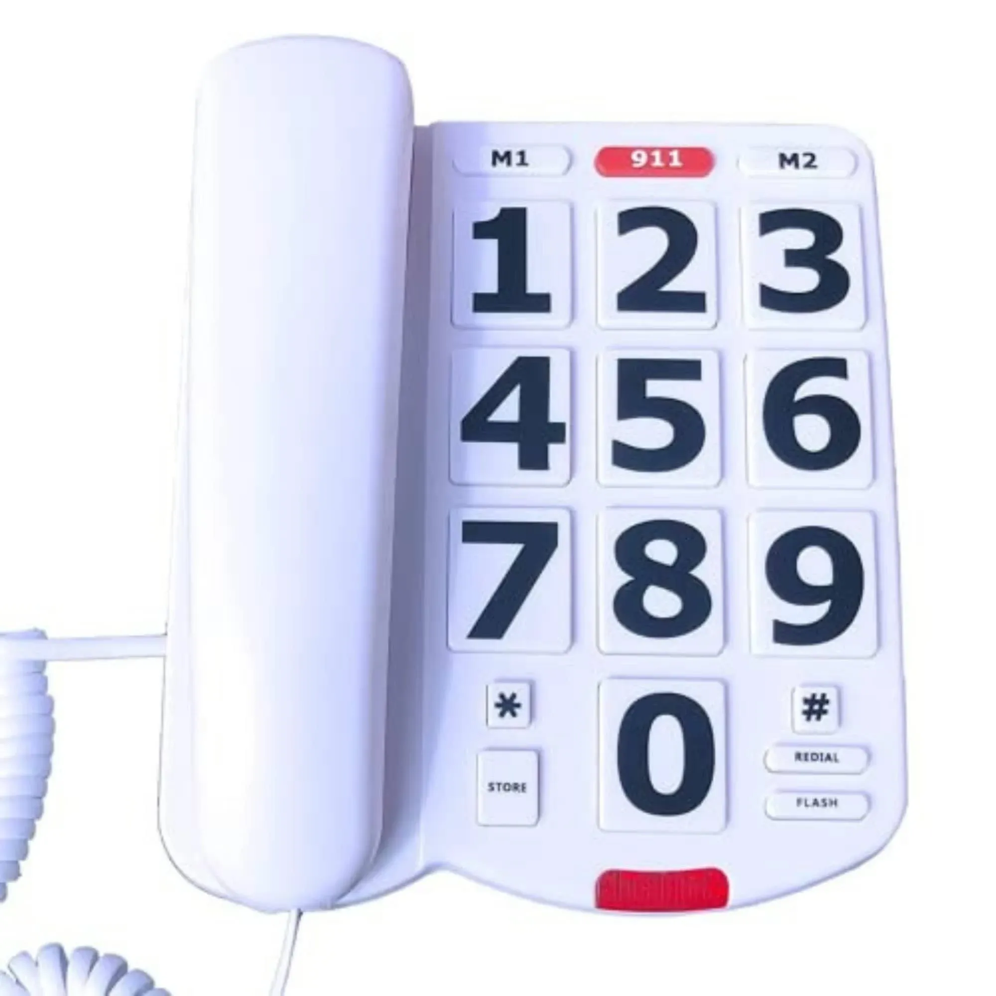 Dododuck Corded Big Button Phone for Seniors, Extra Loud Ringer, Adjustable Volume and Long Cord, for Hearing and Vision Impaired (White)