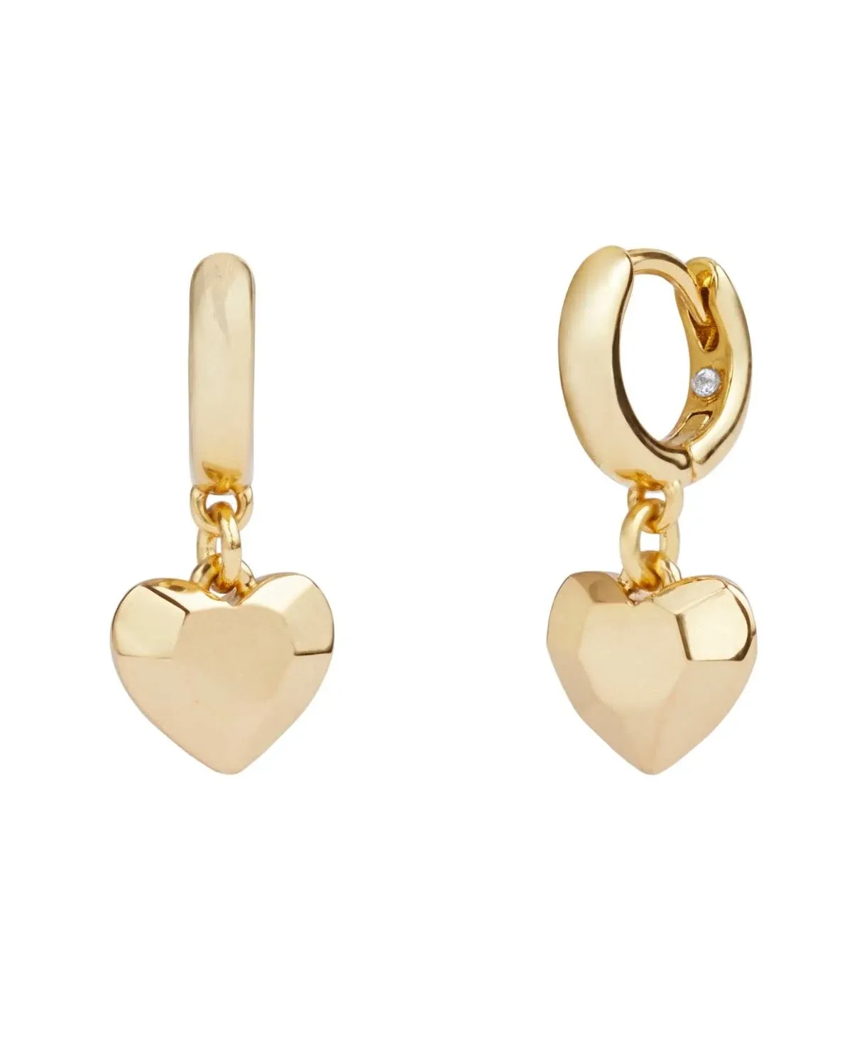 Coach Gold Faceted Heart Charm Huggie Earrings - Gold