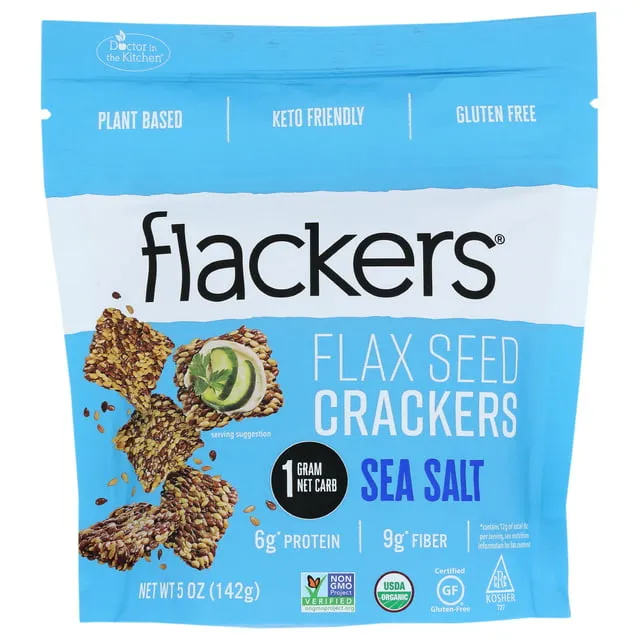 Doctor in The Kitchen - Flackers Flax Seed Crackers Sea Salt, 5 oz