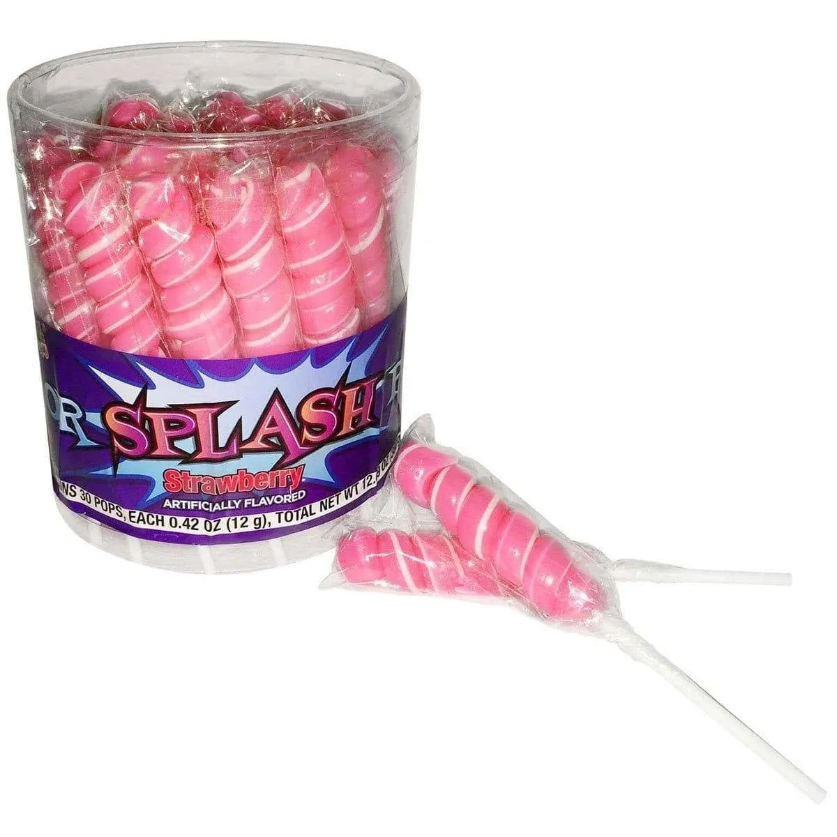 Albert's Color Splash Pops - 30 Count Twisted Baby Pink Strawberry Flavored Lollipops 12.69oz