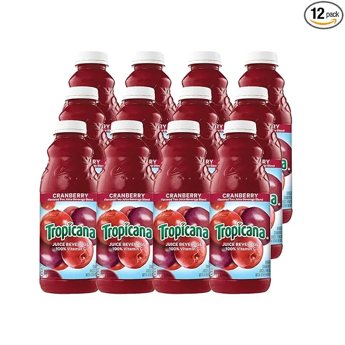 Tropicana Cranberry Juice Beverage, 32 Ounce Bottle (Pack of 12)