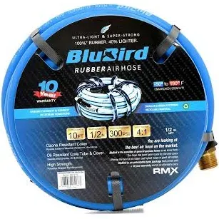 BluBird (BLBBB1210) Rubber Air Hose 1/2" x 10 ft