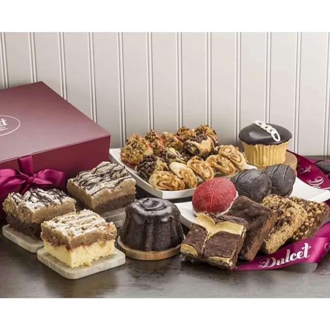 Dulcet Gift Baskets Party Box with Variety of Rugelah, Brownies, Cookies & Bakery Treats for Holiday Gifting, Birthday Party, Sympathy, Get Well Wishes, Family or Office Gatherings for Men & Women.