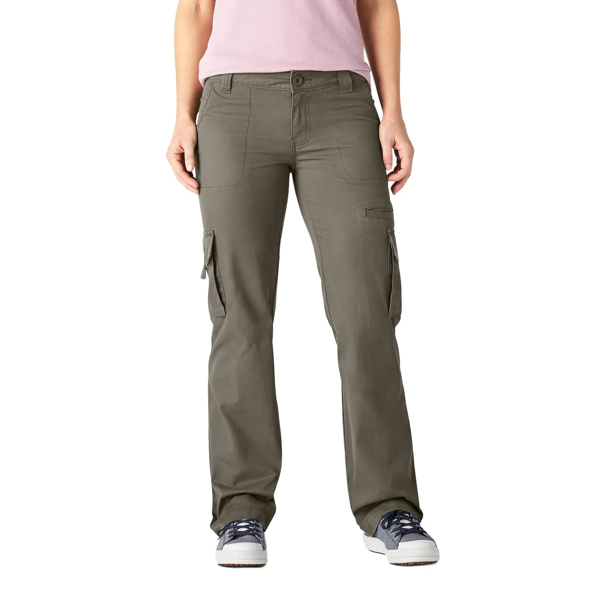 Dickies Women’s Cargo Pants, Mid Rise Relaxed Fit Straight Leg Work Pants