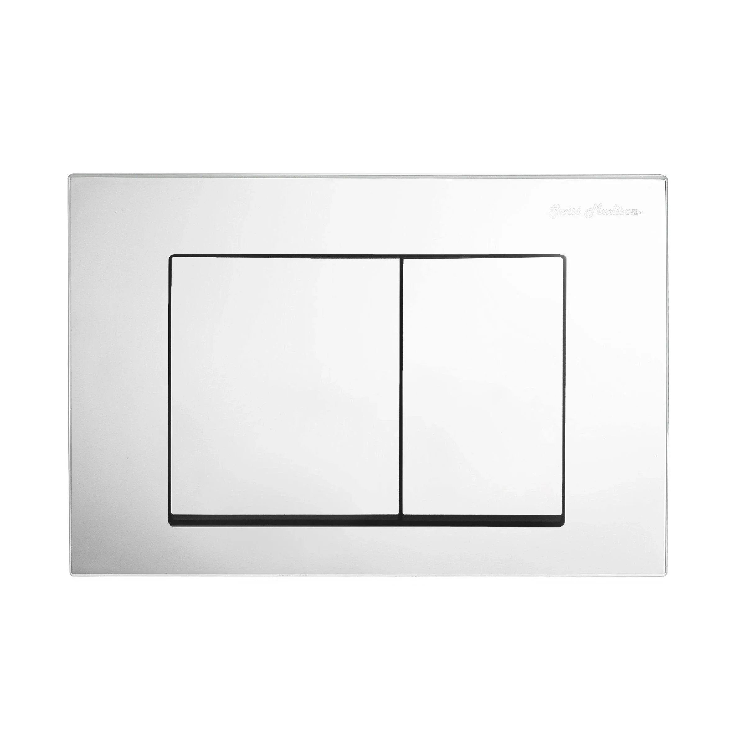 Wall Mount Dual Flush Actuator Plate with Square Push Buttons in Polished Chrome