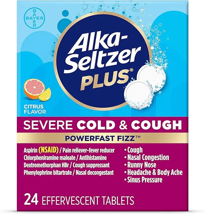 Alka-Seltzer Plus Severe Cold and Flu Effervescent Tablets, Citrus 72 ct