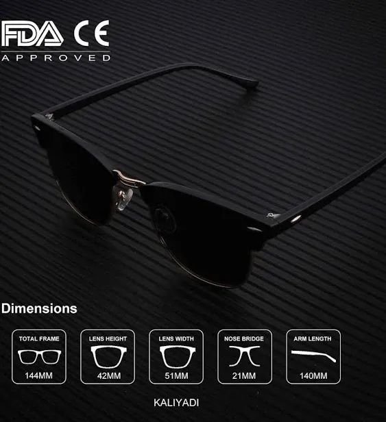 KALIYADI Polarized Sunglasses for Men and Women Semi-Rimless Frame Driving Sun ...