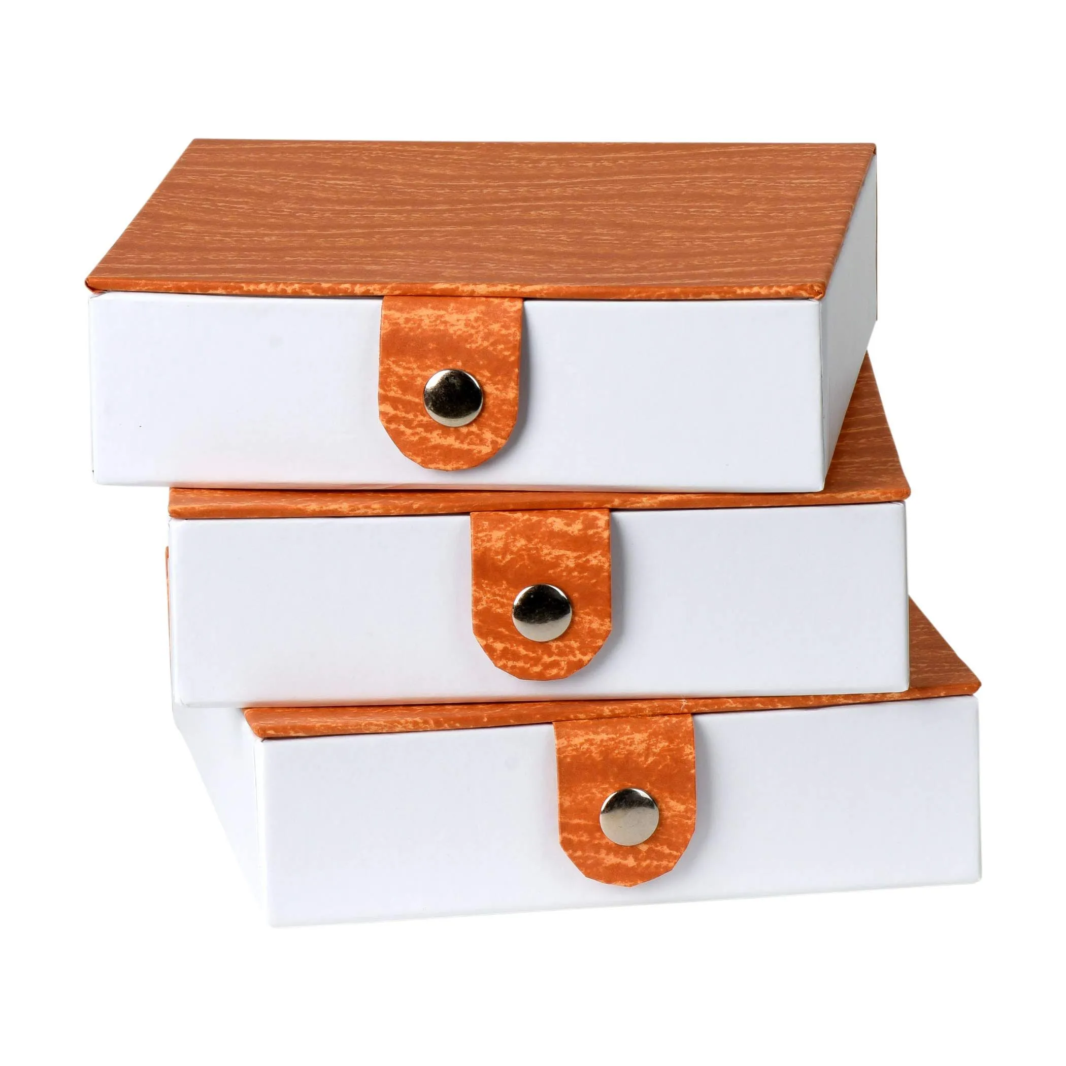 Hammont Jewelry Box for Women - 3 Pack Bridesmaid Proposal Box - Snap Closure Gift Boxes – Decorative Storage Holder Display - Cute Girls Birthday Present & Mothers Day Gift - 5.9“x5.9“x1.8” (Orange)