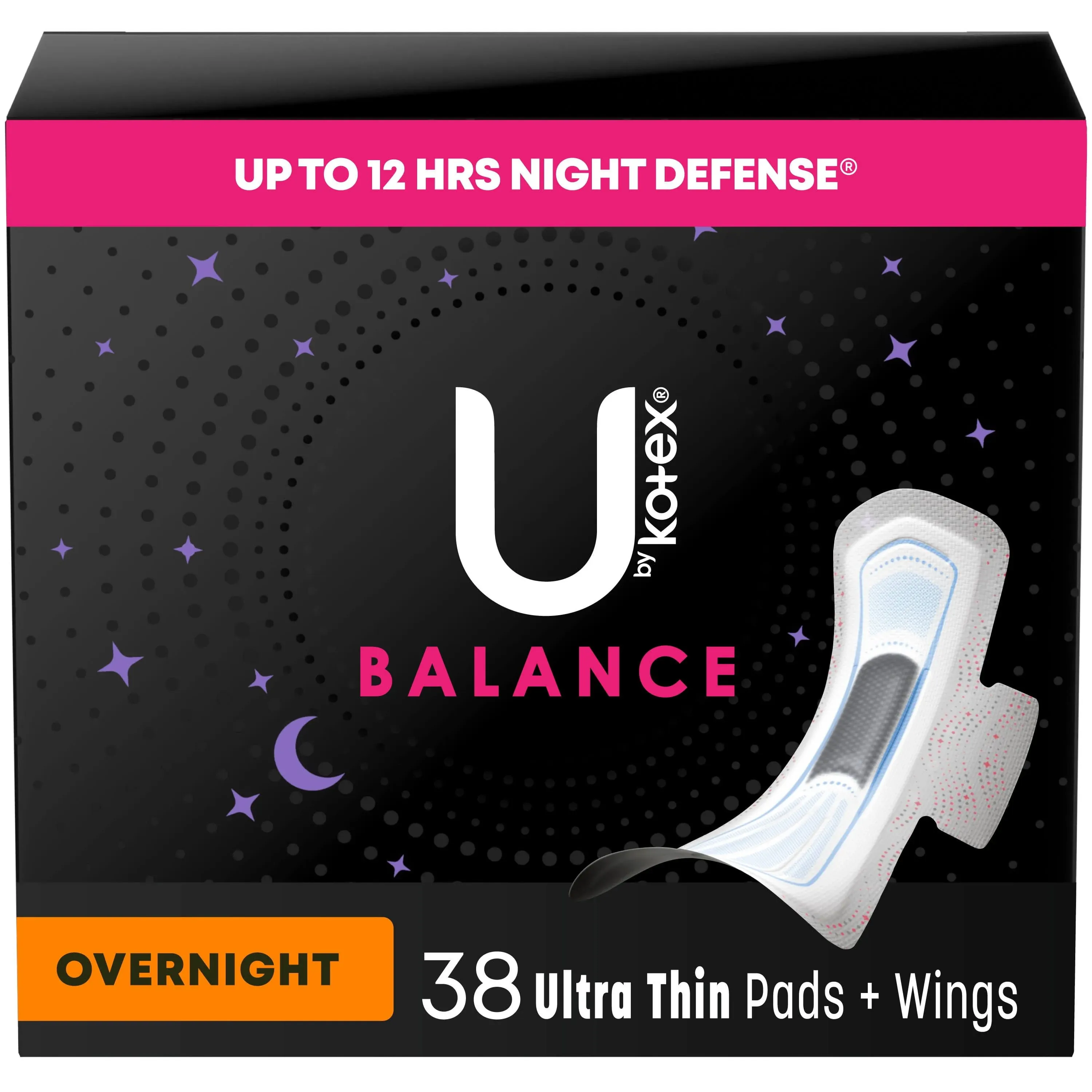 Balance Ultra Thin Overnight Pads with Wings, 38 Count (Packaging May Vary)