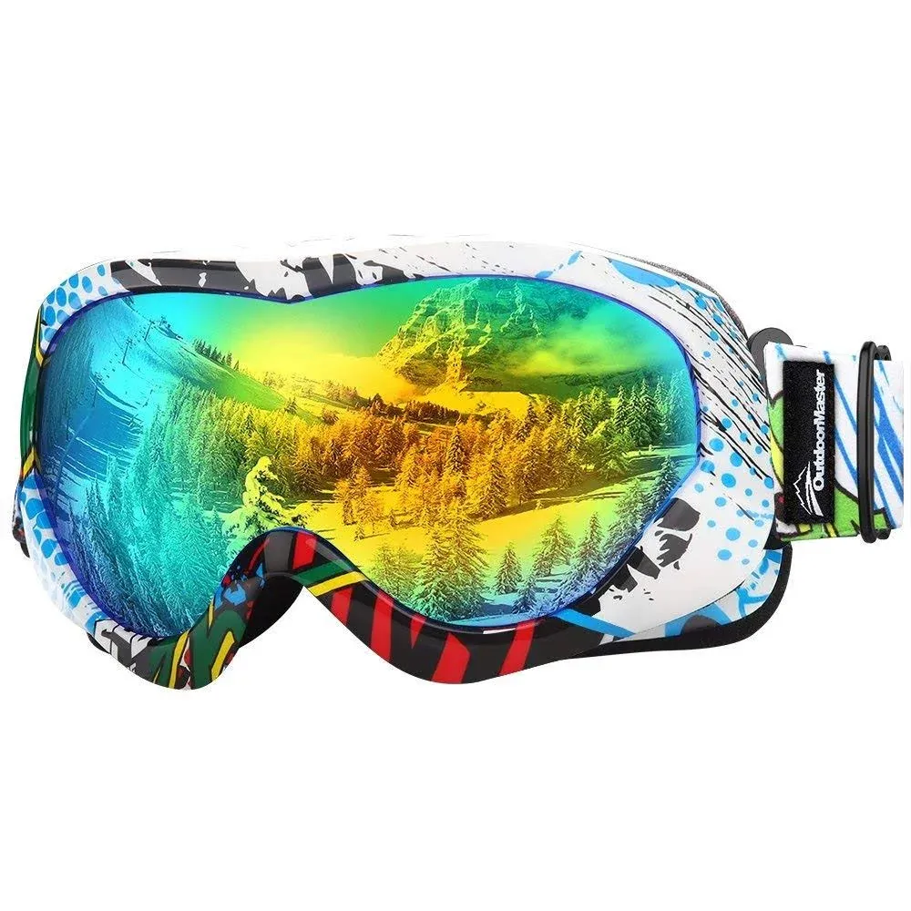 OutdoorMaster Kids Ski Goggles - Helmet Compatible Snow Goggles for Boys & Girls with 100% UV Protection